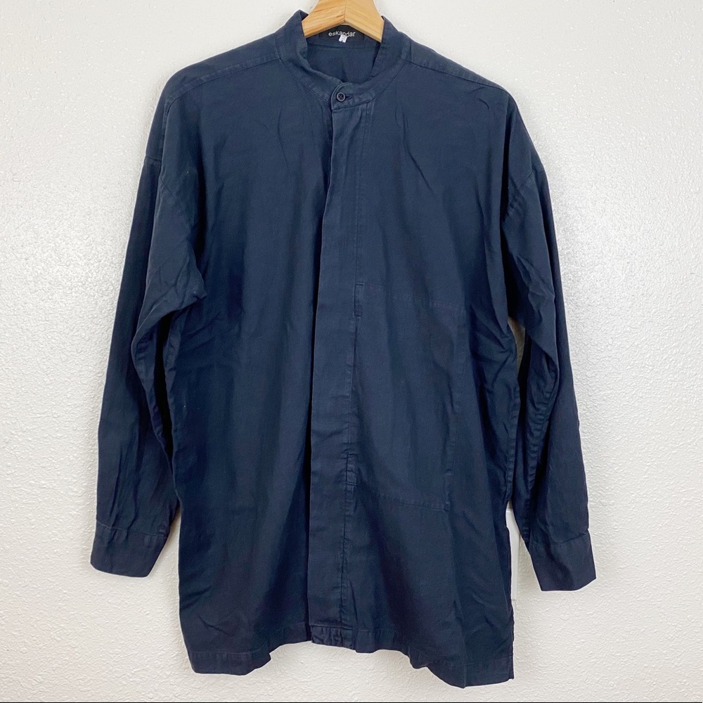 Eskandar 100% cotton black blouse long sleeve